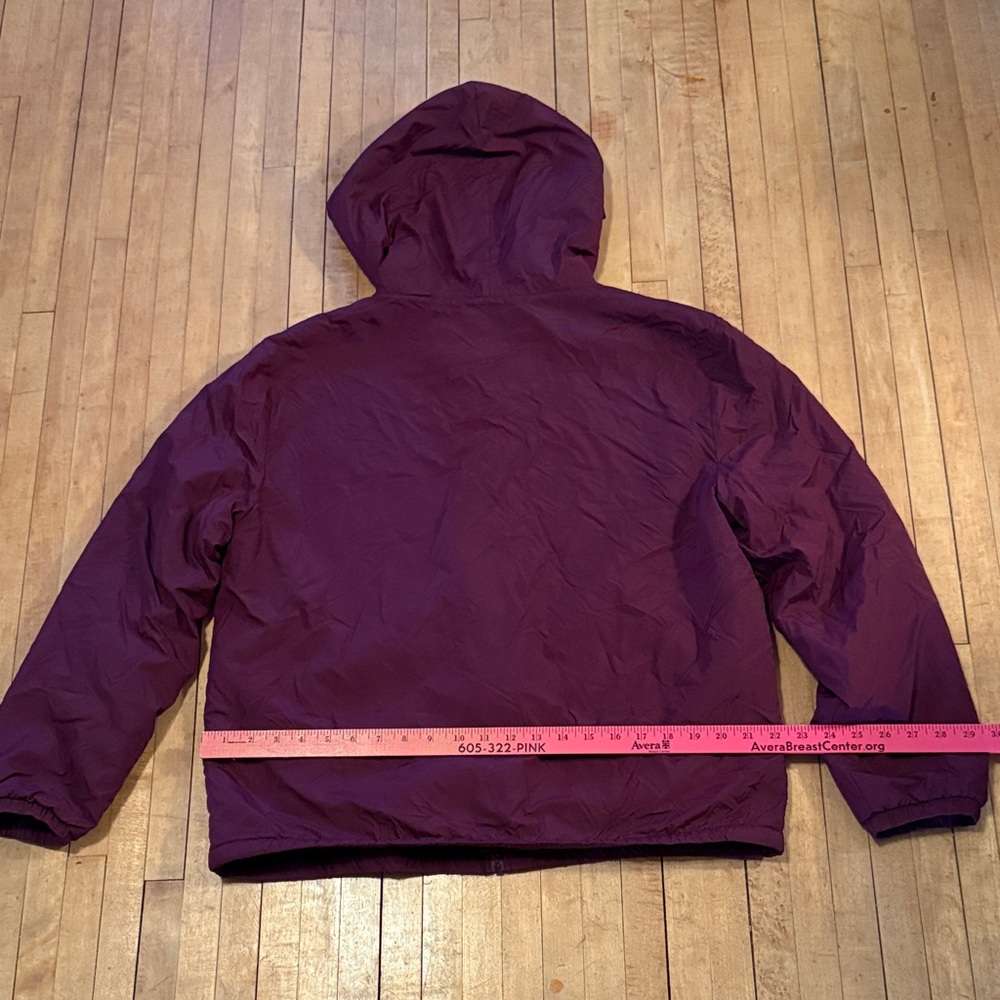 Victoria's Secret Hooded Raincoat in Maroon zip up hoodie. Ties are missing. - Picture 5 of 5